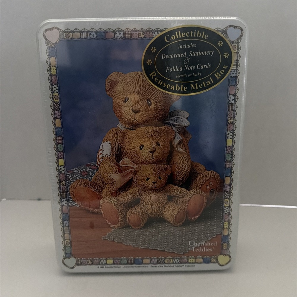Cherished Teddies 1999 Stationery Set in Reusable Metal Tin Sealed 30460-8